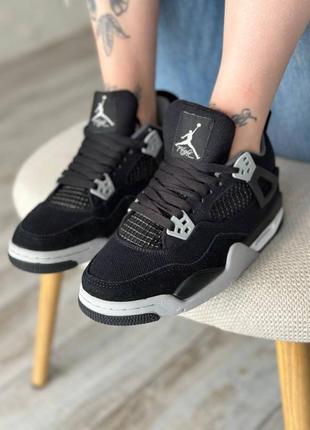 Nike air jordan 4 retro se black canvas premium