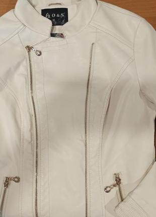 Жіноча куртка еко шкіра, світло-бежевого кольору, з кишенями, на підкладці, на блискавці, розмір xl.2 фото