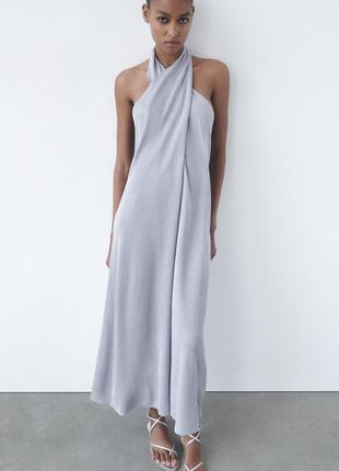 Трикотажное платье с металлизированным эффектом от zara, размер м