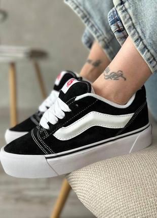 Vans knu school black / white platform