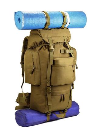 Рюкзак тактический военный protector plus s422 65л с системой molle coyote brown