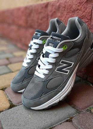 Кросівки new balance 993 сірі з салатовим