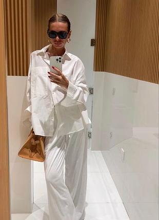 Рубашка сорочка біла з карманом зара zara