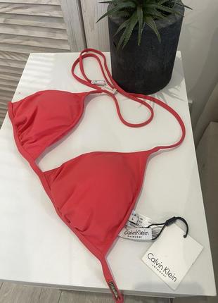 Коралловый лиф купальник шторки бикини треугольники брендовый розовый