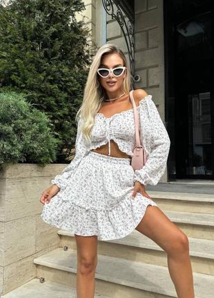 Мусліновий костюм з спідницею