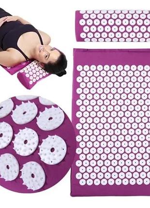 Ортопедичний масажний килимок кузнєцова для голчастого масажу acupressure mat з подушкою