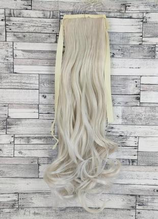 1471 хвіст накладний штучний блонд платновий no60 хвилястий шиньйон