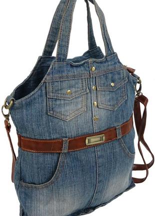 Женская джинсовая сумка daymart fashion jeans bag синяя2 фото