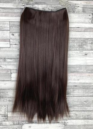 2685 волосы на резинке трессы темно-коричневые 55см 110г №4 ровные затылочная прядь