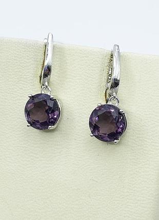 Сережки серебряные с аметистовым кварцем 4,59 г