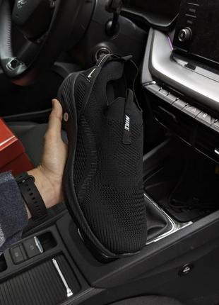 Літні чоловічі кросівки (сліпони) nike чорні мокасини весняні літні демісезонні демісезон низькі текстильні сітка легкі відмінна якість найк