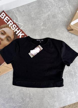 Boohoo футболка укороченная топ из плотного трикотажа