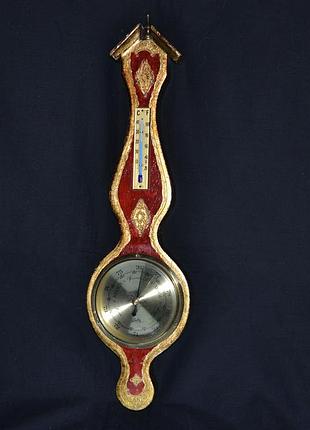 Настенный старинный барометр,термометр.