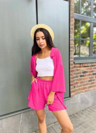 Стильний костюм двійка рубашка+шорти