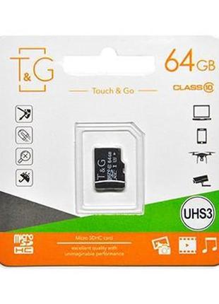 Карта памяти sd-adapter microsdhc uhs-3 class 10 t&g 64gb