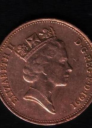 Великобритания 2 пенса, 1991