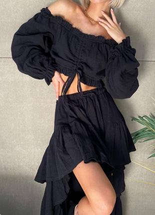 Костюм из муслина топ на кулиске и юбка