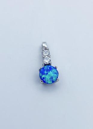 Кулон серебряный с синим опалом 1,55 г