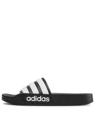 Тапочки adidas black&white/тапочки адидас черные с белым