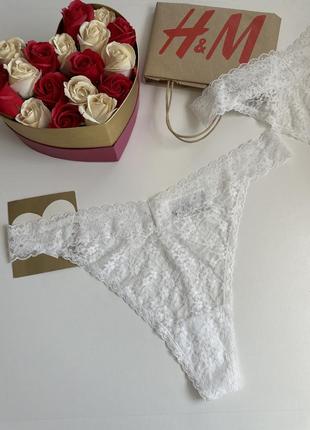 Новые кружевные трусики стринги от h&amp;m 💙💛 сток
