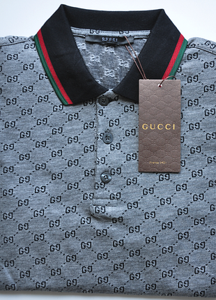 Чоловіча футболка поло теніска сіра s, m l xl xxl у стилі гуччі