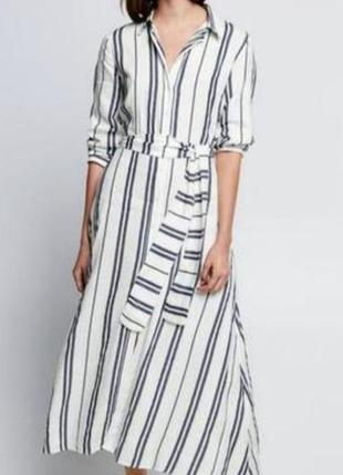 Платье рубашка льон от zara