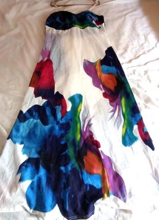 Легкое атласное яркое платье 48-50р
