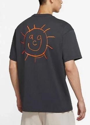 Футболка nike acg smiling face logo round neck breathable short sleeve gray dd8806-070