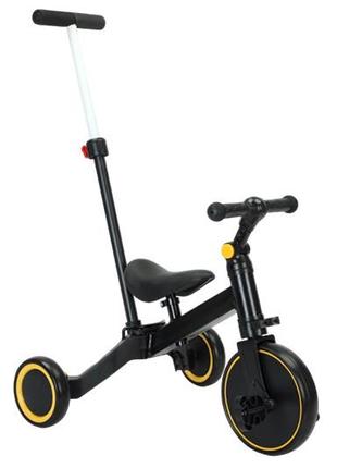 Велосипед 3-х колісний (триколісний) з батьківською ручкою tr2450 колеса eva 9,5х5 дюймів, чорний1 фото