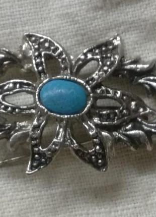 В интажная брошь с бирюзой ссср
