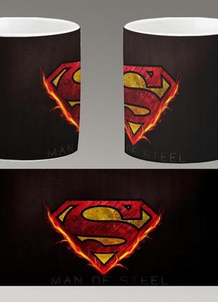 Чашка біла керамічна "супермен логотип" superman — logo aurora