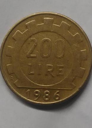 Италия 200 лир 1986