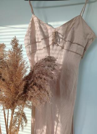 Льняное платье миди винтаж