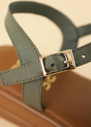Сандалии женские классические кожаные с ремешками на коричневой подошве хаки 36 37 38 39 404 фото