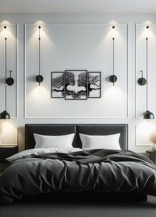 Інтер'єрна картина на стіну, декор в кімнату "дерева і люди", стиль мініімалізм 30x50 см