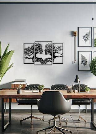 Інтер'єрна картина на стіну, декор в кімнату "дерева і люди", стиль мініімалізм 30x50 см
