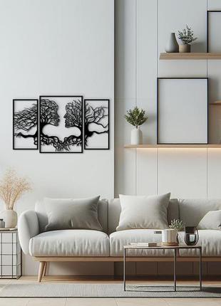 Інтер'єрна картина на стіну, декор в кімнату "дерева і люди", стиль мініімалізм 30x50 см