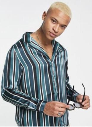 Легка шовкова рубашка в смужку asos (m/l)
