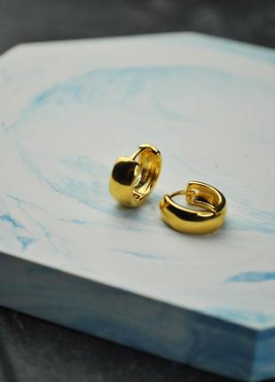 Серьги кольца широкие 5 мм медицинская сталь позолота