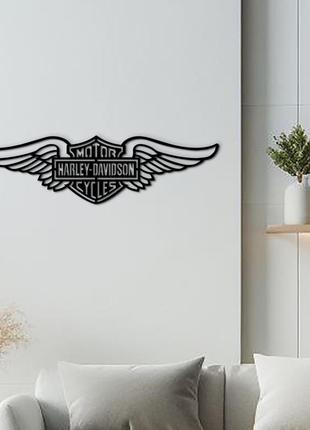 Деревянный декор в комнату, современные картины для интерьера "harley davidson", декоративное панно 35x10 см
