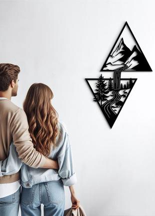 Декоративне панно з дерева, сучасна картина на стіну "загадкові гори", оригінальний...