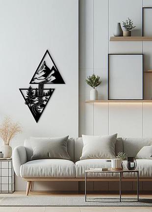 Декоративне панно з дерева, сучасна картина на стіну "загадкові гори", оригінальний...