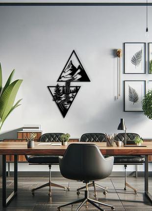 Декоративне панно з дерева, сучасна картина на стіну "загадкові гори", оригінальний...