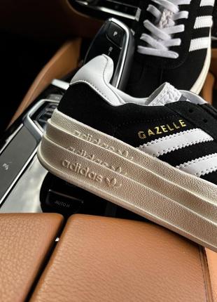 Adidas gazelle platform black white8 фото