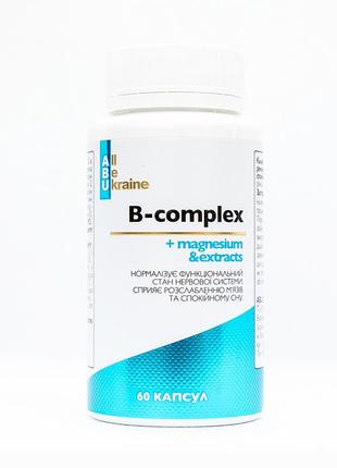 Комплекс вітамінів групи b з магнієм b-complex+magnesium abu, 60 капсул
