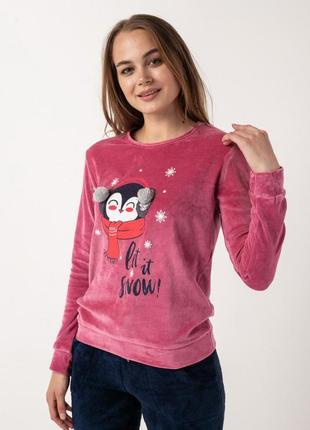 Велюровий жіночий костюм зі штанами - let it snow