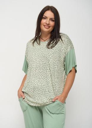 Віскозний комплект зі штанами та футболкою - хакі