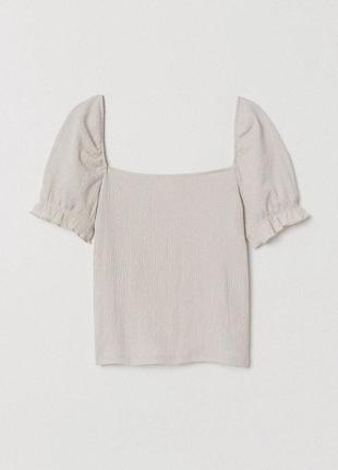 Новий бежевий облягаючий топ з жатого трикотажу h&m