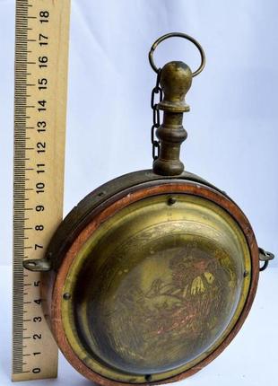 Шикарная старинная пороховница! латунь,дерево!