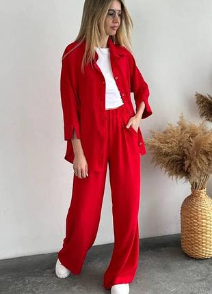 Женский легкий повседневный костюм с крепа рубашка + штаны